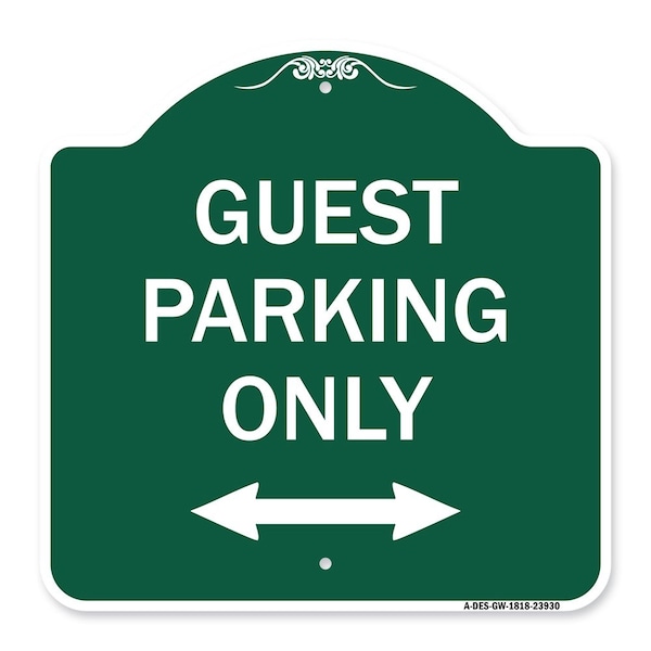 Signmission Guest Parking W/ Bidirectional Arrow, Green & White Aluminum Sign, 18" x 18", GW-1818-23930 A-DES-GW-1818-23930 - main